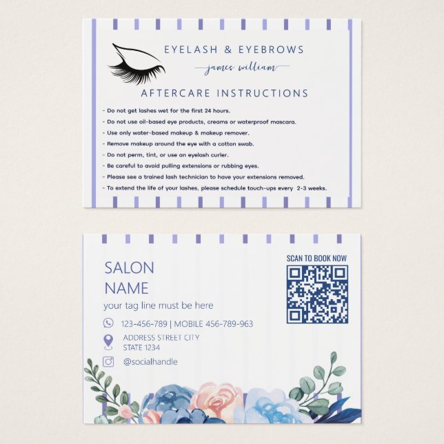 Qr Code Ögonfranssalong Eftervårdskort Visitkort (Framsida & baksida)