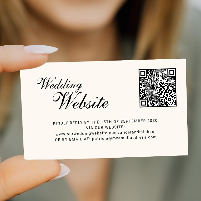 QR code online RSVP classic script website wedding Tilläggskort (Skapare uppladdad)