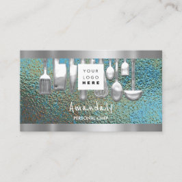QR Code Personal Chef Cooking Restaurant Grunge Visitkort