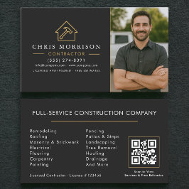 QR Code Photo Building Construction Black Gold Visitkort