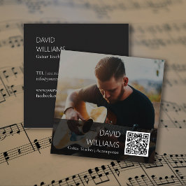 QR Code Photo Music Teacher Singer Songwriter Fyrkantigt Visitkort