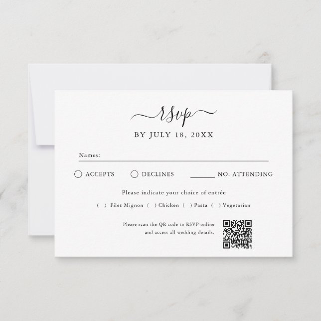 QR Code Photo Off White RSVP OSA Kort (Framsida)