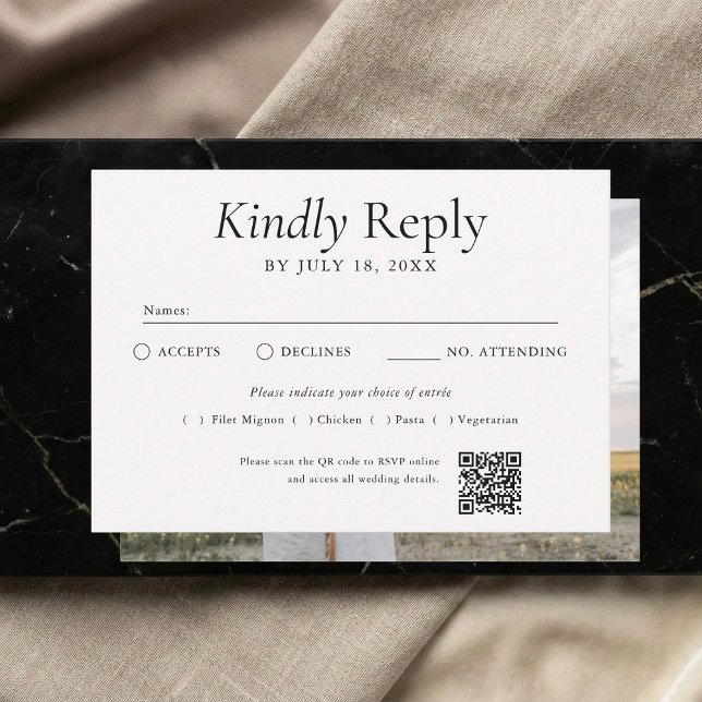 QR Code Photo Off White RSVP OSA Kort (Skapare uppladdad)