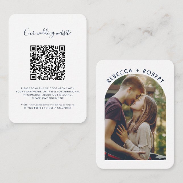 QR Code Photo Wedding Website RSVP Tilläggskort (Fram/baksida)