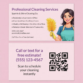 QR Code Pink Maid House Cleaning Service Visitkort