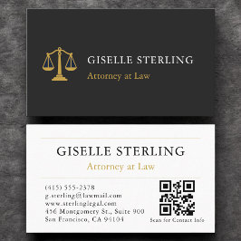 QR Code Professionell Attorney Law Firm Black Guld Visitkort