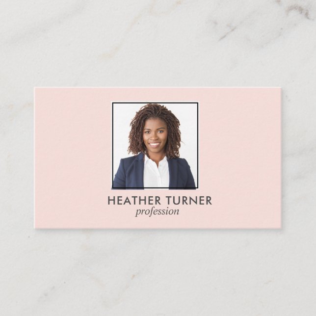 QR CODE Professionell SQUARE Headshot Photo Rosa Visitkort (Framsida)