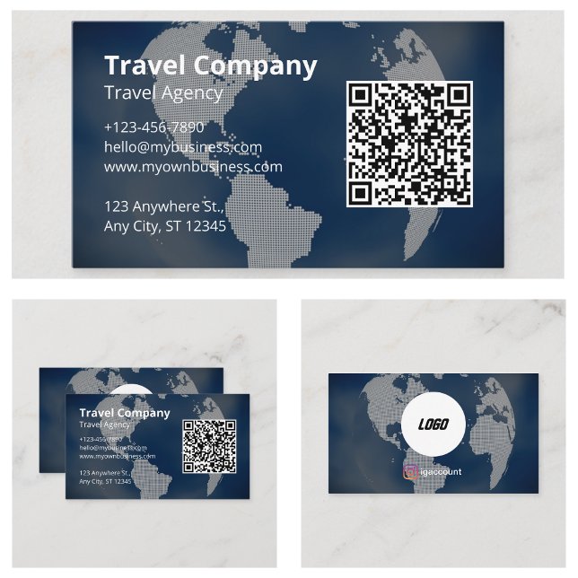 QR Code Professionell Travel Agency Visitkort (QR Code Professional Travel Agency Business Cards)