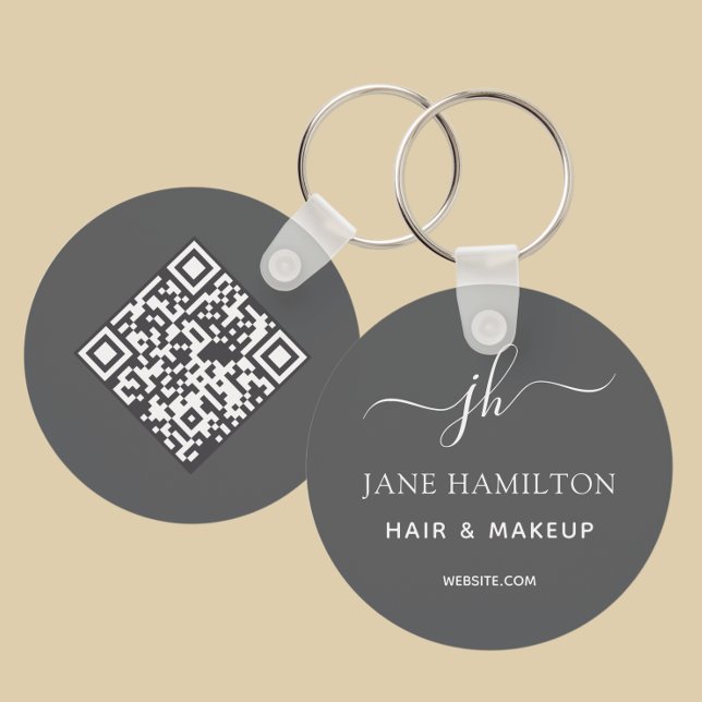 QR Code Promotional Business Gray Nyckelring (Skapare uppladdad)