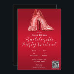 QR CODE Red Glitter Shoes Bachelorette Inbjudningar<br><div class="desc">Fin röd Bachelorette-inbjudan med QR CODE. Huvudbilden är ett par söt med högklackade skor av typen Glitzy glitter. Romantisk röd och svart elegans för din speciella händelse med glitz och glamor. Fashionable and sophisticated for women. All text, teckensnitt och teckensnitt i färg är helt och hållet anpassade för att uppfylla...</div>