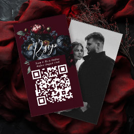 QR Code Red Mörk Moody Peony Gothic Bröllop OSA Tilläggskort