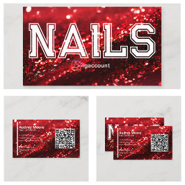 QR Code Red Professionell Nail Technician-mallar Visitkort