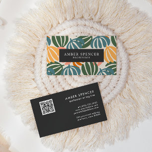 QR CODE RETRO LÖVS GROOVY BOTANICAL VISITKORT