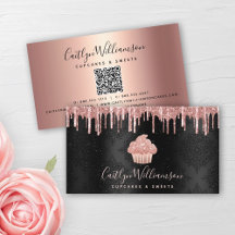QR Code Rosa Cupcoa Glitter Drives Bakery Black
