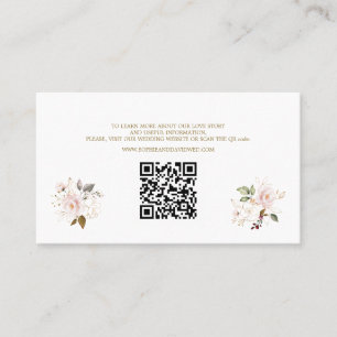 QR Code Rosa Guld Blommigt Bröllop webbplats Visitkort