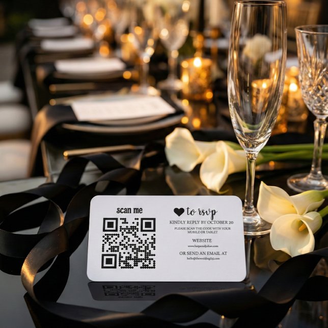 QR Code RSVP Wedding Website Simple Photo Response Tilläggskort (Skapare uppladdad)