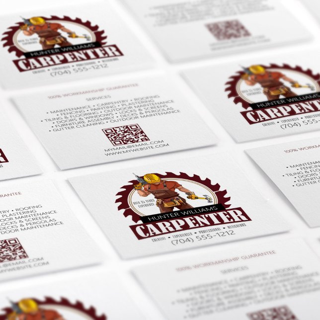 QR Code Rustic Carpenter Verktyg Woodworkers Fyrkantigt Visitkort (Skapare uppladdad)