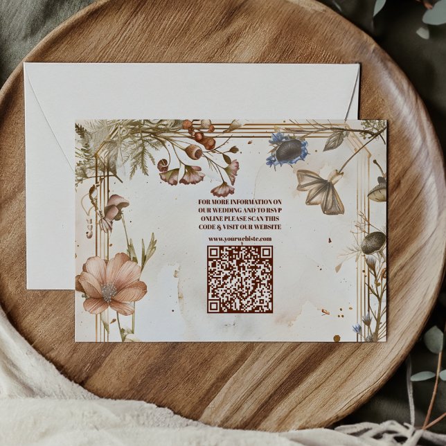 QR Code Rustic Watercolor Woodland Bröllop Tilläggskort (Skapare uppladdad)