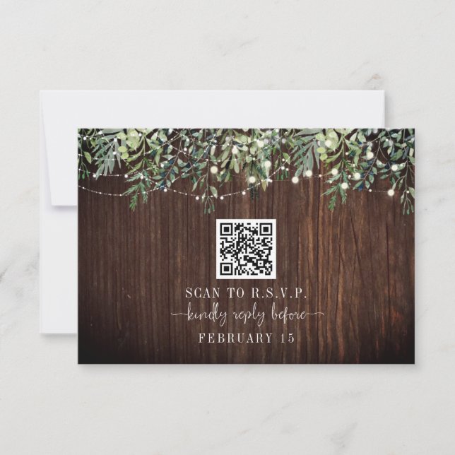 QR Code Rustic Wood Botanical Bröllop OSA (Framsida)