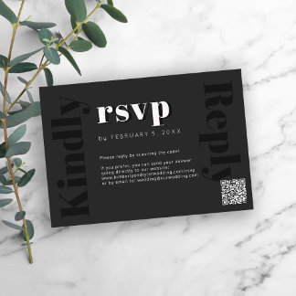 QR CODE:s moderna svarstid för svart online bröllo OSA Kort