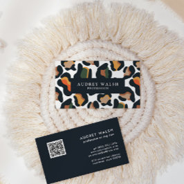 QR CODE Safari Animal Skin Leopard spot Visitkort
