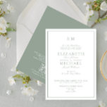 QR Code Sage Grönt Classic Script Monogram Bröllop Inbjudningar<br><div class="desc">Din bröllop är en av de viktigaste dagarna i ditt liv, så du vill att allt ska vara perfekt. Det inkluderar era inbjudningar! Den här Eleganten QR Code Sage Grönt Classic Script Monogram bröllopsinbjudan är precis vad du behöver för att ange tonen för din speciella dag. Den lyxiga sidutformningen är...</div>