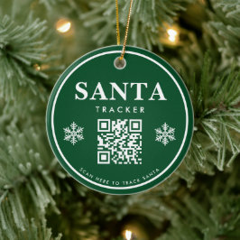 QR Code Santa Tracker Kids Modern Grönt jul Julgransprydnad Keramik