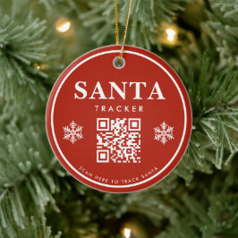 QR Code Santa Tracker Kids Modern Red jul Julgransprydnad Keramik