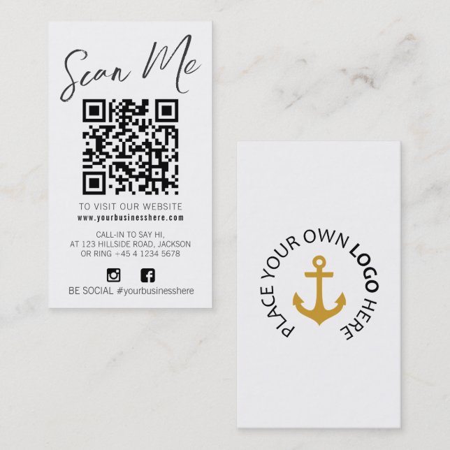 Qr code scan black white simple social logo  visitkort (Fram/baksida)