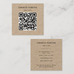 QR Code Scannable Modern Professionell Rustic Kraf Fyrkantigt Visitkort