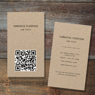 QR Code Scannable Modern Professionell Rustic Kraf Visitkort