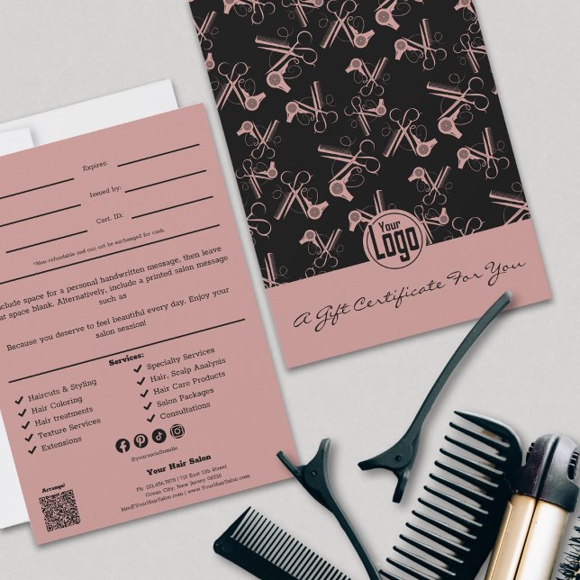 QR Code Service Note Rosa Stylist Gift Certificate (QR Code Service Note Pink Stylist Gift Certificate)