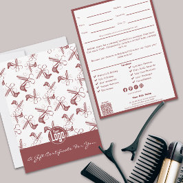 QR Code Services Note Hairstylist Gift-certifikat