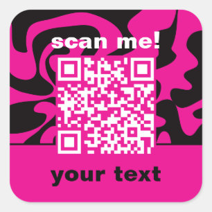 QR Code Shock rosa Black and White Bright Modern Fyrkantigt Klistermärke