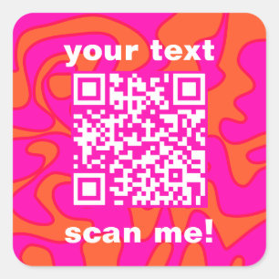 QR Code Shock rosa Orange Bright Modern Fyrkantigt Klistermärke