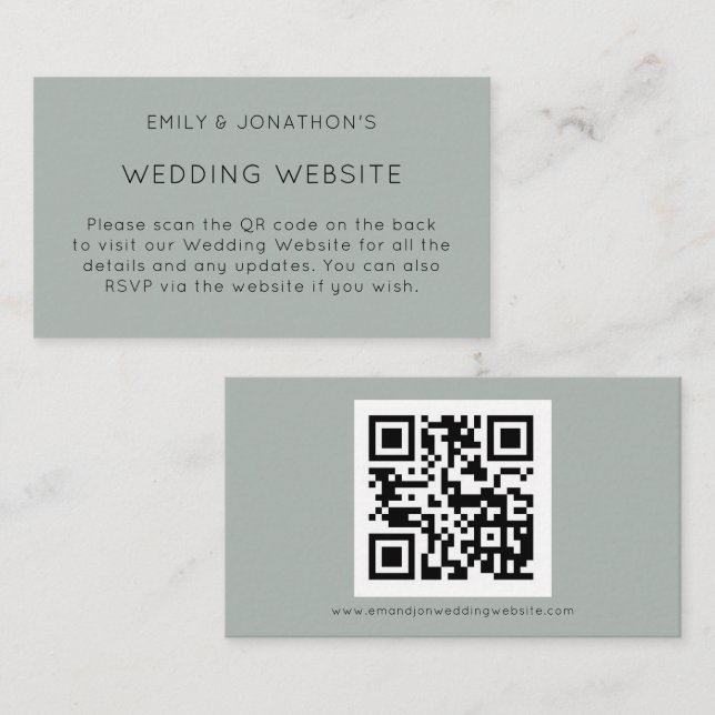 QR Code Silvery Sage Grönt Bröllop webbplats Enclo Tilläggskort (Fram/baksida)