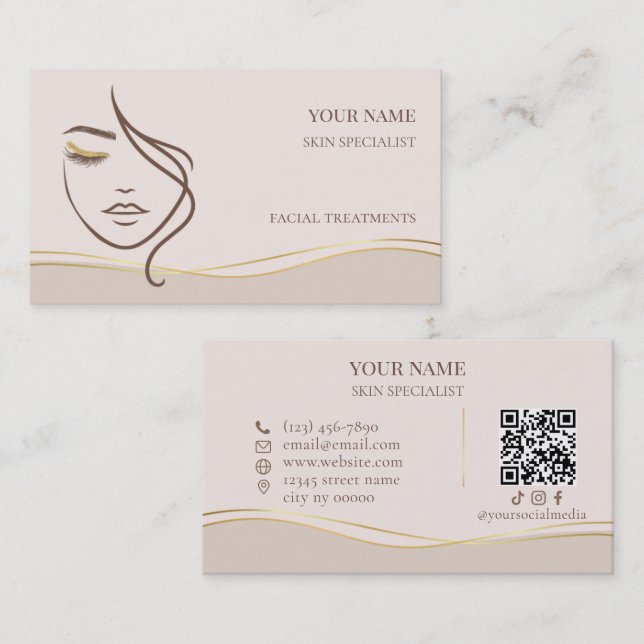 QR code Skin care & Beauty Salon Visitkort (Fram/baksida)