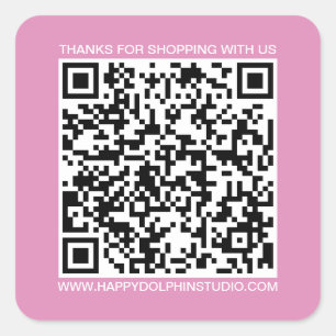 QR Code Small Business Website Fuchsia Rosa Fyrkantigt Klistermärke
