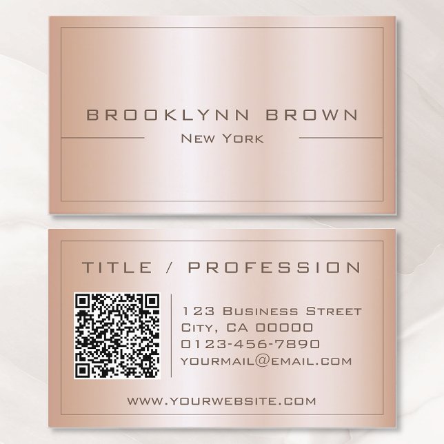 QR Code Snyggt Ro Golden Färg Gradient Classy Visitkort (Skapare uppladdad)