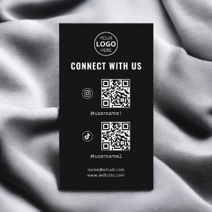 QR Code Social Media Logotyp Black Visitkort