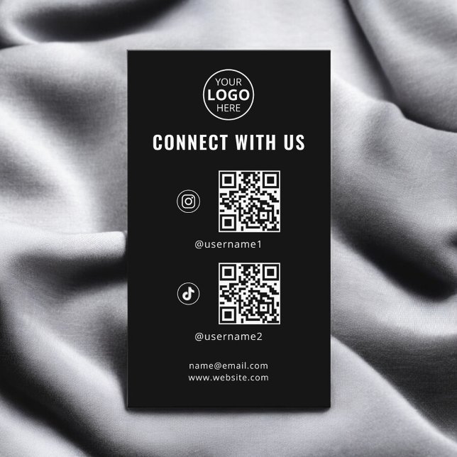 QR Code Social Media Logotyp Black Visitkort (Skapare uppladdad)