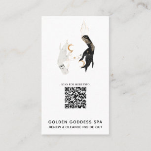 *~* QR Code Stars Måne Mystic Händer Guld Spa Visitkort
