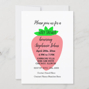 QR Code Strawberry Baby Shower Flicka Anpassningsb Inbjudningar