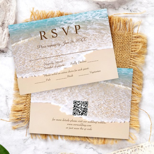QR Code Summer Ocean Waves Tropical Beach Wedding OSA Kort (Skapare uppladdad)