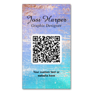 QR Code Teal Lila Guld Anpassningsbar Magnetiska Visitkort