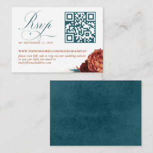 QR Code Terracotta Blommigt Bröllop OSA Tilläggskort