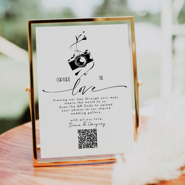 QR Code Upload Capture the Love Wedding Table Sign (Skapare uppladdad)
