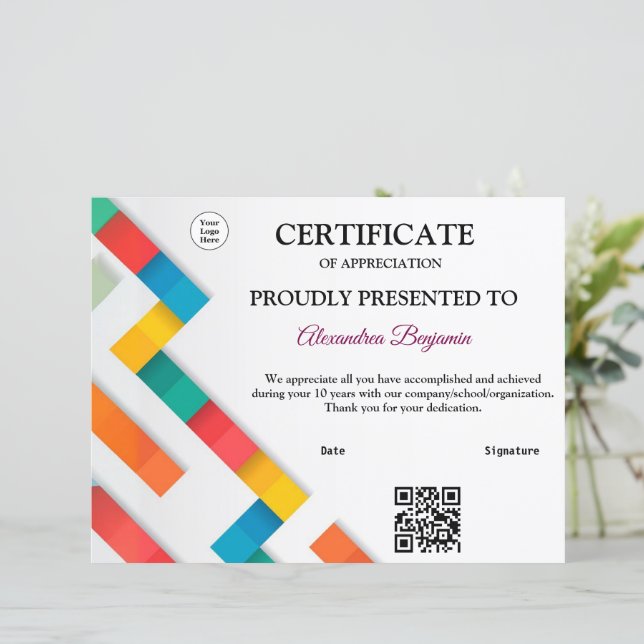 Qr Code Uppnåelse Appreciera Guld rött logotyp  (Stående Fram)