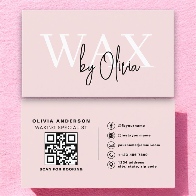 QR Code Vax Specialist Esthetician  Rosa Visitkort (Skapare uppladdad)