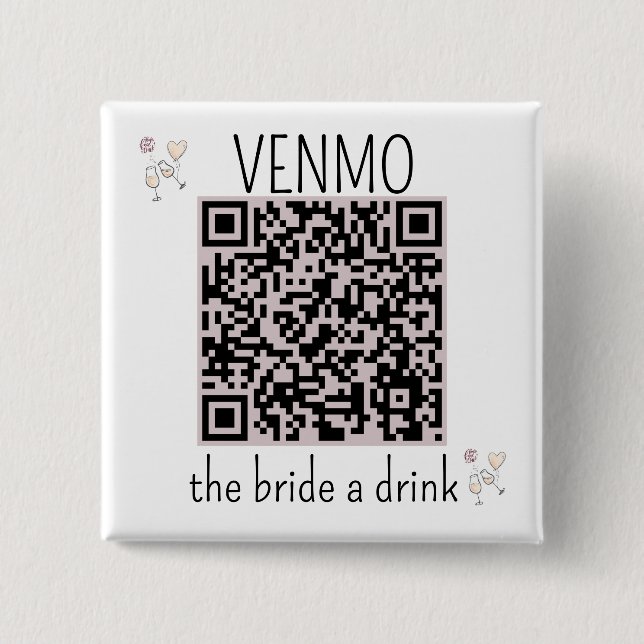 QR Code VENMO, Bride a Drink Bachelorette Party Knapp (Framsida)